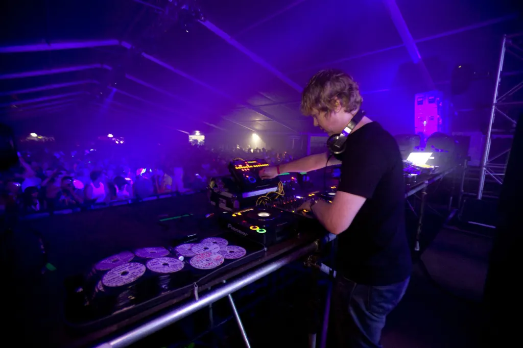 DJ performing in the Bedrock 10 arena at Global Gathering 2009